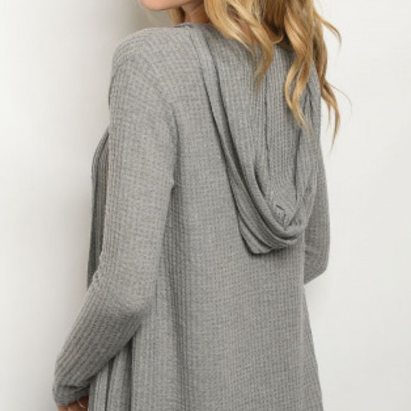 GREY HOODED CARDIGAN / DUSTER - Picture 2 of 10
